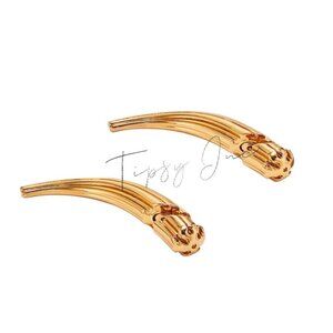 TORY BURCH GOLD LOGO SPIKE FRONT-BACK EARRING